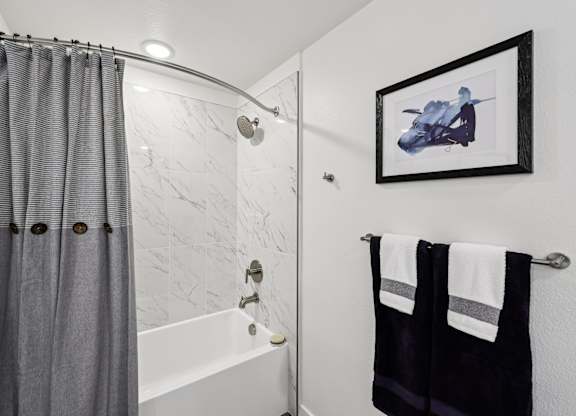 Bathroom With Bathtub at Fora Apartments, Las Vegas Nevada