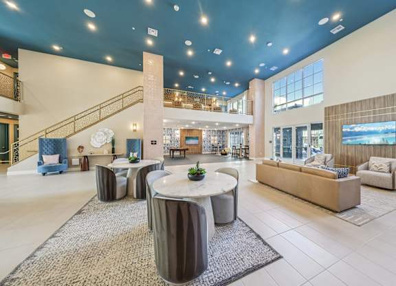 A spacious lobby at Fora Apartments, Las Vegas Nevada