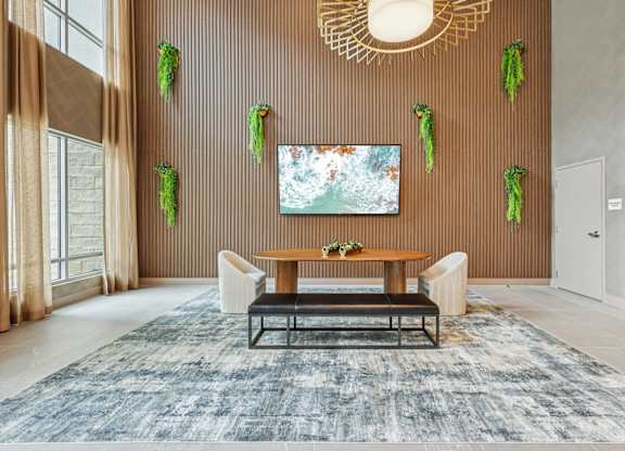 Abstract-patterned Rug on Floor at Coya Apartments, Nevada