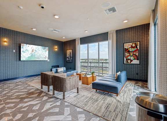 Living Room With Pattern Flooring at Coya Apartments, Nevada