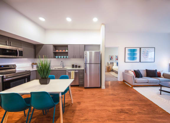 Kitchen And Living Area at Hana Apartments, Hillsboro, OR