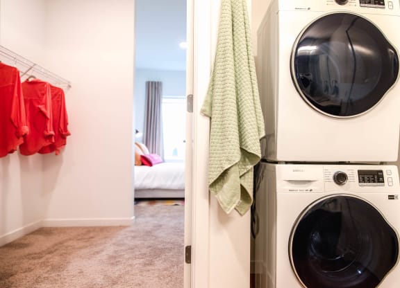 In Home Stacked Washer/Dryer at Hana Apartments, Hillsboro, Oregon