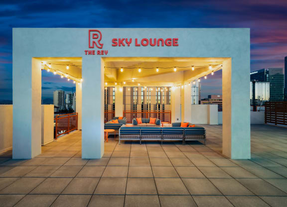 Rooftop Dusk View at The Rey Downtown Apartments, Arizona 