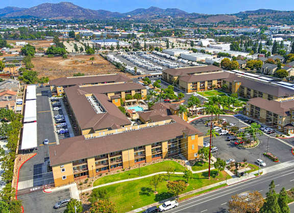 Property Aerial View at River Run Apartments, California, 92878