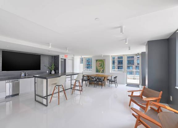 Modern Community Kitchen at 38 6th Ave Apartments, Brooklyn, 11238