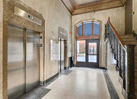 Hallway with a Staircase at Vintage Tower Apartments, San Jose, CA, 95113