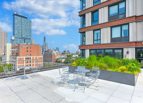 Rooftop Terrace Seating at 535 Carlton Ave Apartments, Brooklyn, 11238