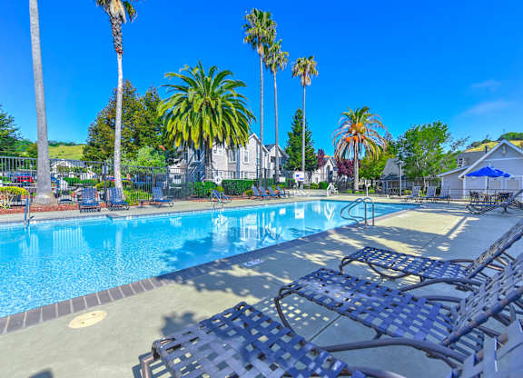 Poolside Lounge Space at Bay Vista at Meadow Park Apartments, California, 94949