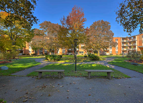 Park with Benches at Morton Village Apartments, Mattapan, 02126
