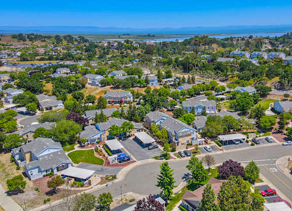 Aerial view of neighborhood at Creekside at Meadow Park, Novato, CA