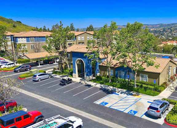 Drone View Of Parking at Overlook at Anaheim Hills Apartments, Anaheim Hills