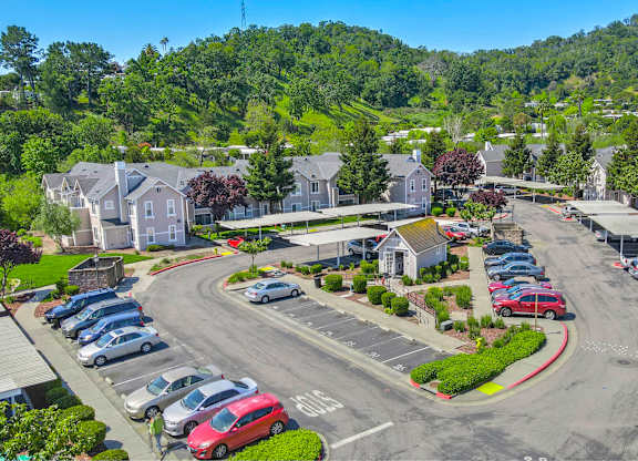 Aerial Shot Of Parking-lot at Bay Vista at Meadow Park Apartments, Novato