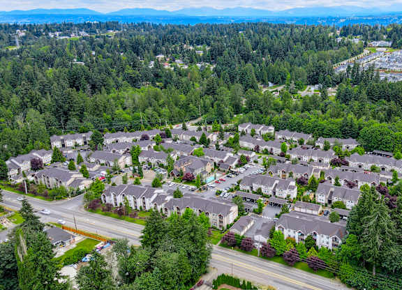 Bird's eye view of residential area at The Lodge at Peasley Canyon, Federal Way, WA, 98001