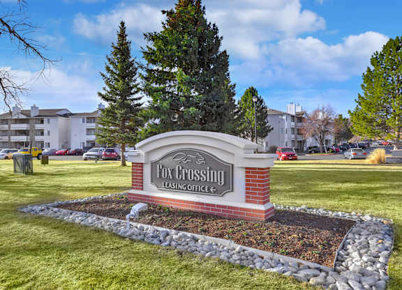 Property Sign at Fox Crossing Apartments, Denver, Colorado