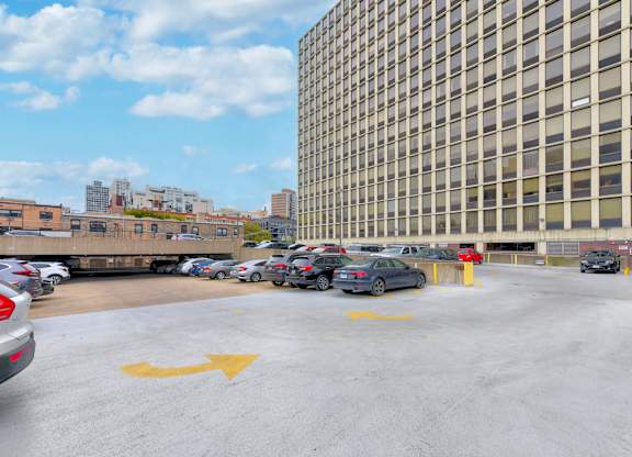 Parking lot at Lincoln Park Plaza Apartments, Chicago