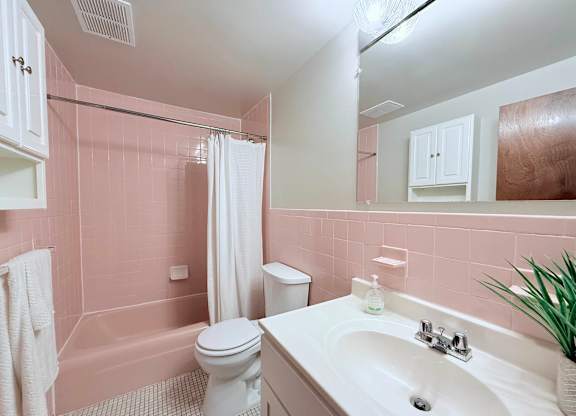 Pink Bathroom at Morton Village Apartments, Mattapan, Massachusetts