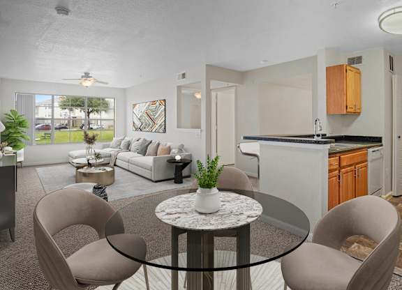 Dining And Living Area View at Retreat at Valencia Apartment Homes, Orlando, FL 32825