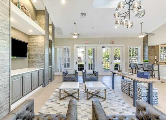 Clubhouse Living Room with TV at Saxon Trace, Orange City, Florida