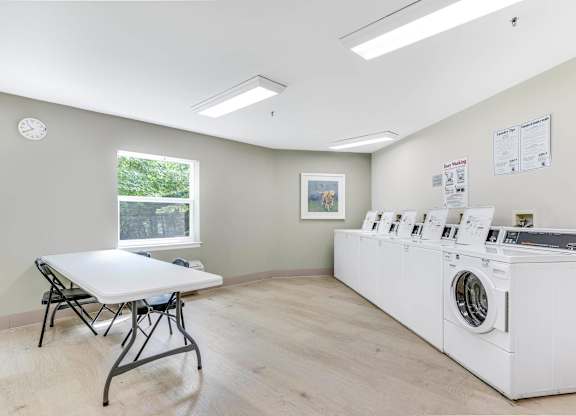 White laundry room at Vistas at Lake Largo 55+ Senior Community, Maryland