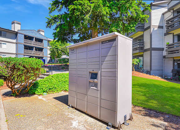 A package locker at Latitude Apartments