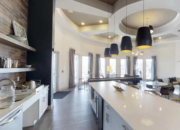 kitchen in clubhouse at Echo Park at Perry Crossing Apartments, Plainfield, 46168