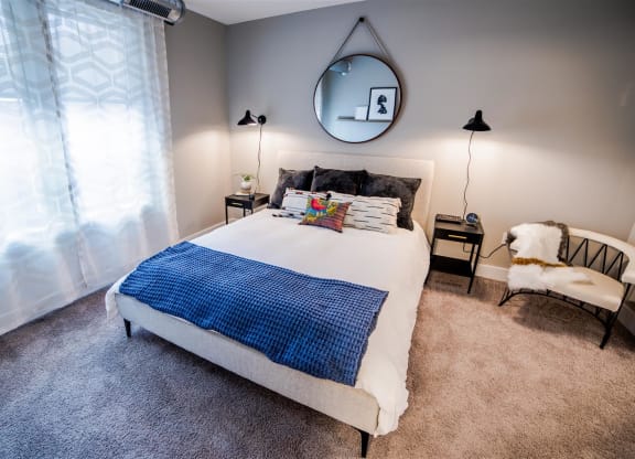 Bedroom With Expansive Windows at CityWay, Indianapolis, IN, 46204
