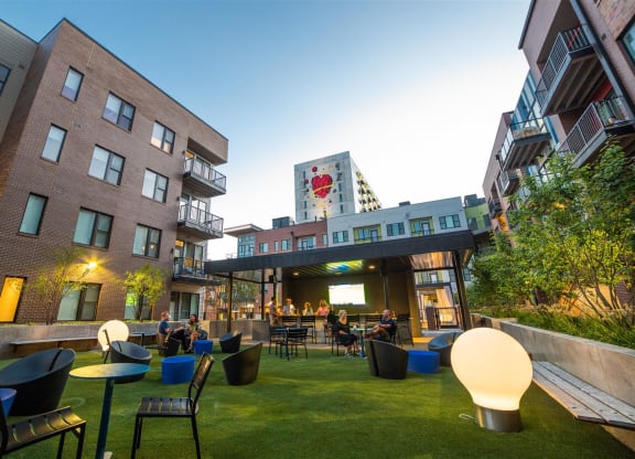Outdoor courtyard with fire pit at CityWay, Indianapolis, IN, 46204