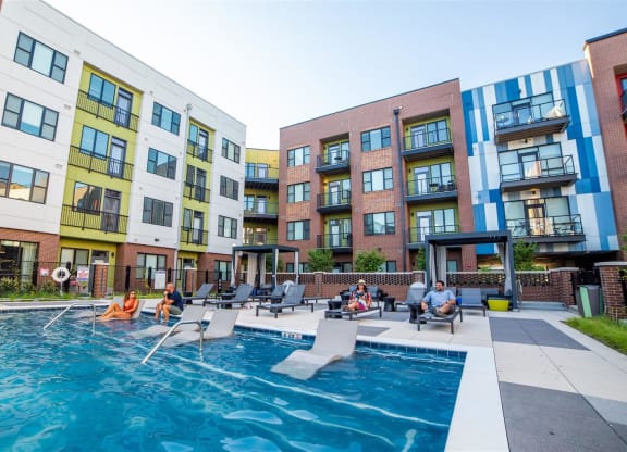 Outdoor Pools with Patio Seating at CityWay, Indianapolis, IN, 46204