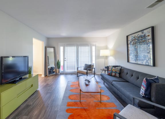 Spacious Living Room With Private Balcony at Gramercy, Carmel, Indiana