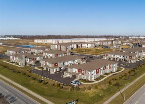 Aerial view of community at Echo Park at Perry Crossing Apartments, Plainfield