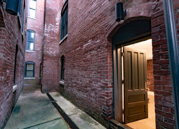 Backyard at Lockerbie Court on Mass Ave, Indianapolis, Indiana