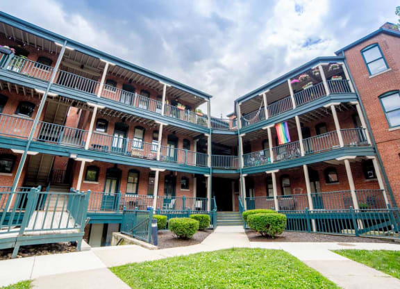 Apartments full wide view at Lockerbie Court on Mass Ave, Indiana