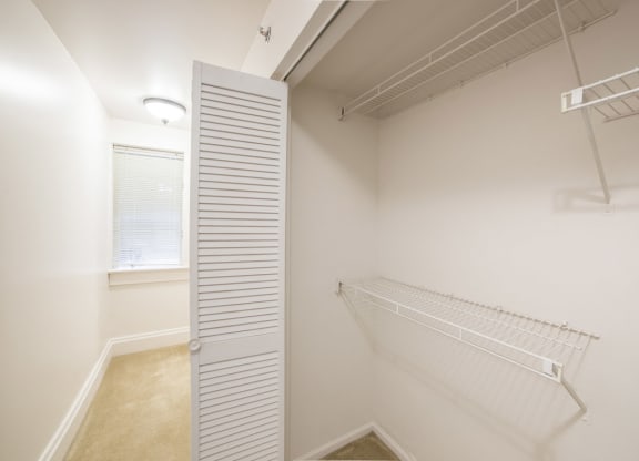 Closet interior view at Lockerbie Court on Mass Ave, Indianapolis, IN, 46204