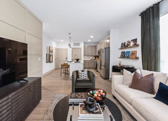 a living room with a couch and a coffee table