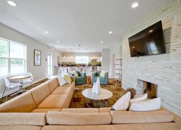 Resident Lounge with Media at Gramercy, Carmel, Indiana