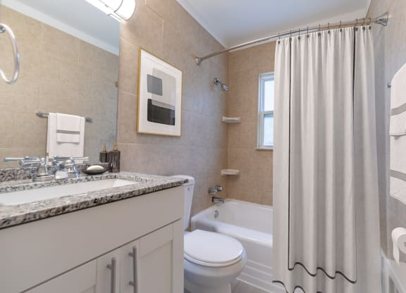 Bathroom With Bathtub at Monon Living, Indianapolis, IN, 46220