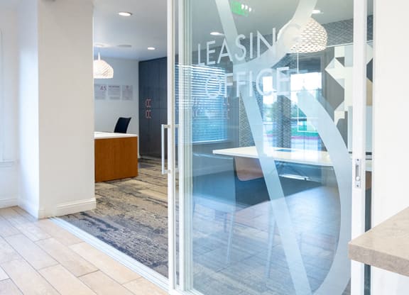 Leasing Office door sign Bella Vista at Hilltop Apartments for rent in Richmond CA 94806