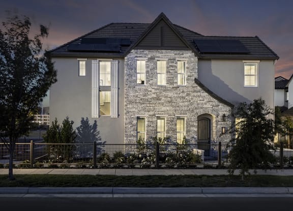 Exterior View In Night at Crocker Village – Single Family Homes, Sacramento California ? 