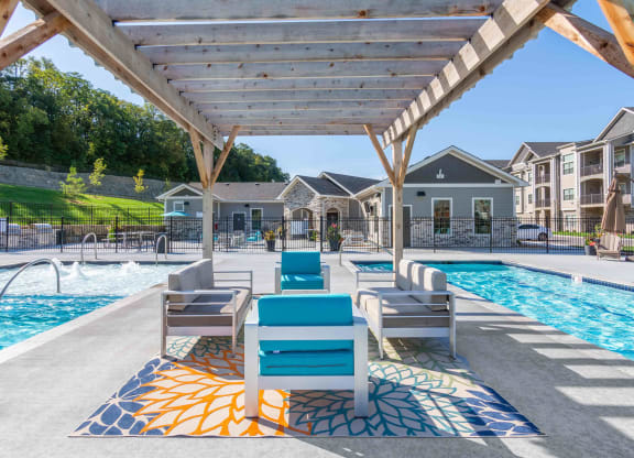 our apartments have a resort style pool with lounge chairs