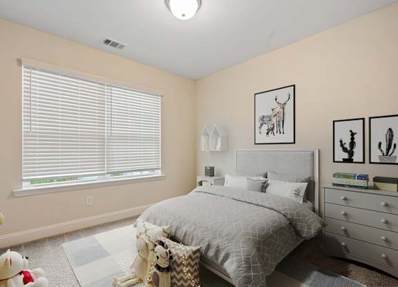 Omnia at Richmond Hill Townhomes in Georgia photo of a bedroom with a bed and a large window