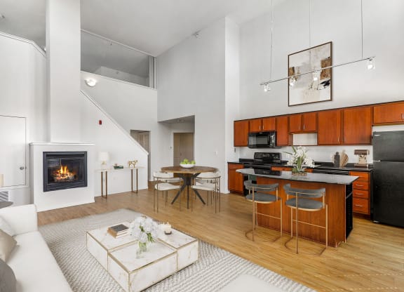 Uptown Lake two story loft with fireplace