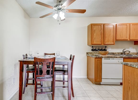Dining area at Aurora Meadows apartments in Aurora, Colorado