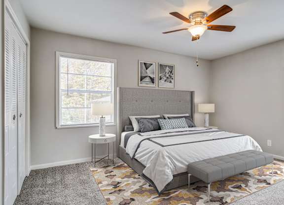 Bedroom with large window at Brookview apartments in Douglasville, Georgia near Atlanta-Sandy Springs-Roswell metro area