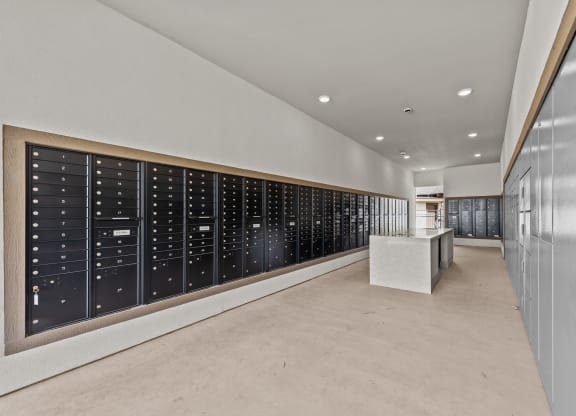a large storage room with a large closet filled with refrigerators
