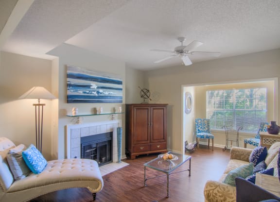 Enclave at Wolfchase Apartments in Cordova Tennessee photo of living room with fireplace