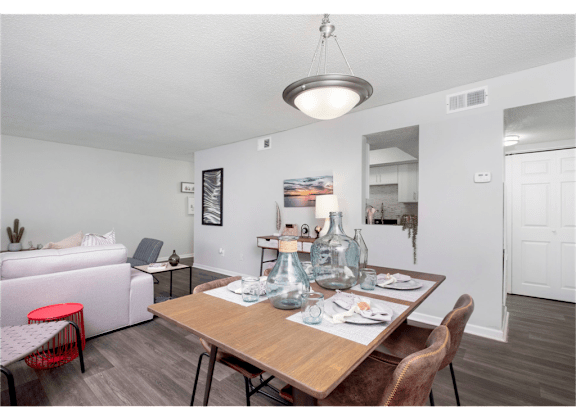 Dining room at Springdale Glen, a pet-friendly community in Clarkston, GA, near Decatur.