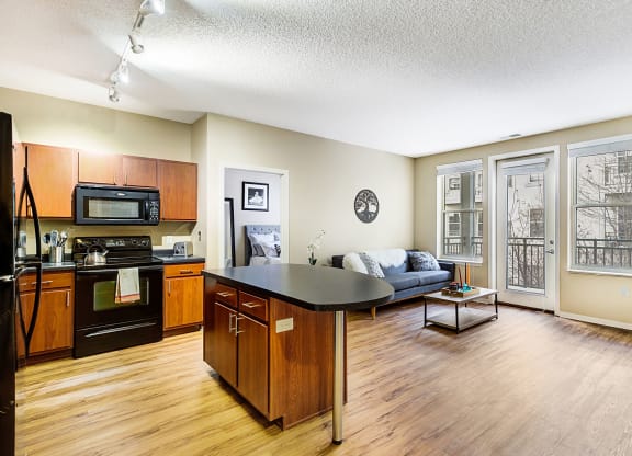 living room/dining room at Uptown Lake Apartments, Minnesota, 55408
