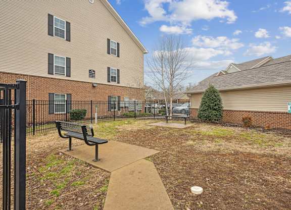 One, Two and Three- Bedroom Apartments for Rent in Sevierville, TN – Overlook at Allensville – dog park with seating