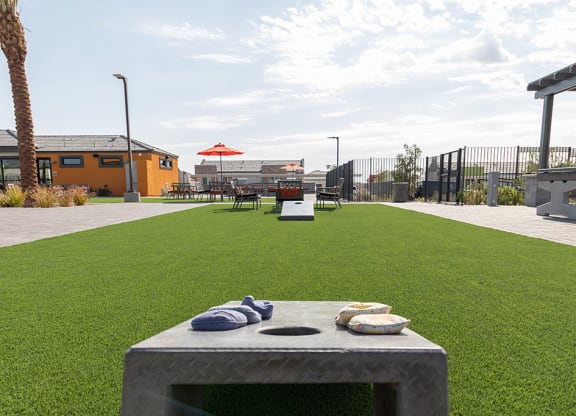 Community courtyard with modern design at Alowyn Homes Centennial