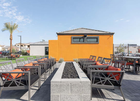 Outdoor fire pit area in North Las Vegas rental community